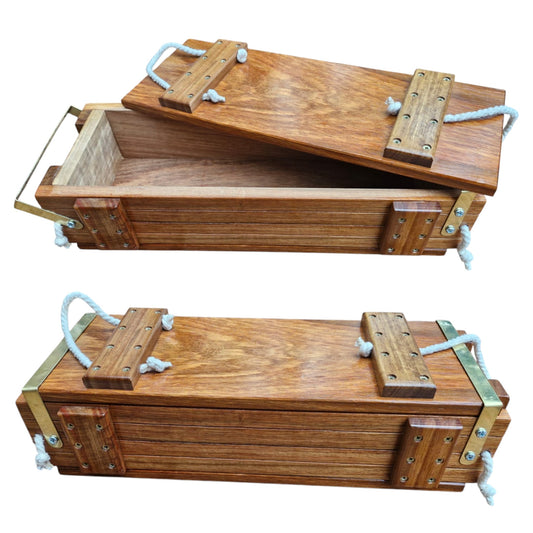 Amo Boxes Kiaat Brass strap 300x100x50mm