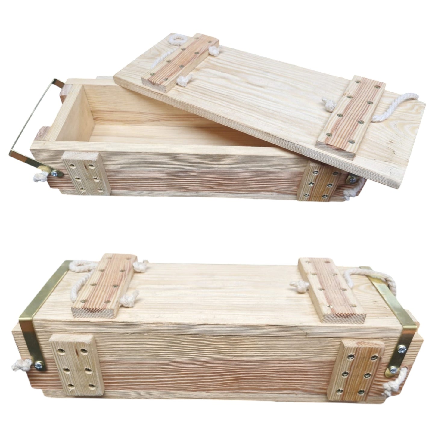 Amo Boxes Pine Brass strap 300x100x50mm