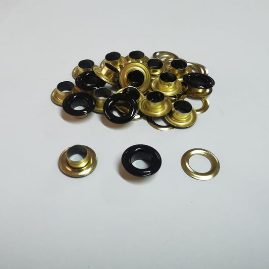 Eyelet Blck+Brass Wr 10x5.5mmx5mm per 20