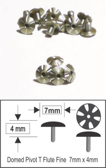 Domed Pivot T Flute Fine 7mm x 4mm
